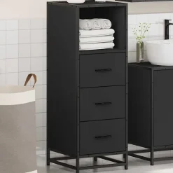Armoire de salle de bain noir 35x37,5x100 cm bois d'ingénierie vidaXL