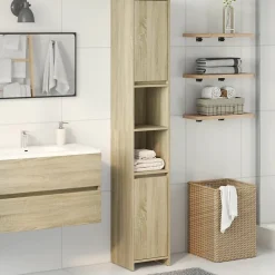 Armoire de salle de bain Chêne sonoma 30x30x183,5 cm Aggloméré vidaXL