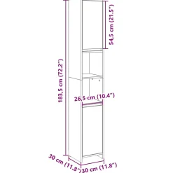 Armoire de salle de bain Chêne sonoma 30x30x183,5 cm Aggloméré vidaXL