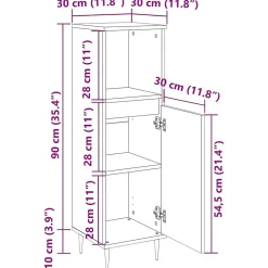 Armoire de salle de bain vieux bois 30x30x100cm bois ingénierie vidaXL