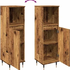 Armoire de salle de bain vieux bois 30x30x100cm bois ingénierie vidaXL