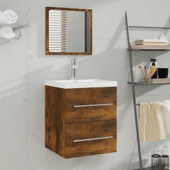 Armoire de salle de bain avec miroir Chêne fumé 41x38,5x48 cm vidaXL