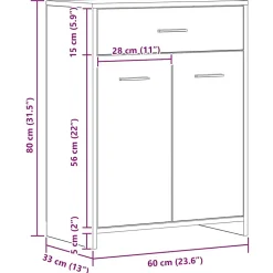 Armoire de salle de bain chêne artisanal 60x33x80 cm vidaXL