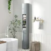 Armoire de Salle de Bain Haut avec 2 Portes 1 Tiroir 5 Etageres Reglables Dispositif Anti-basculement Meuble Colonne Rangement