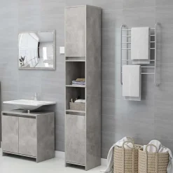 Armoire de salle de bain Gris béton Bois d'ingénierie vidaXL