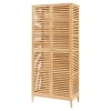 Armoire de salle de bain Raurgela bambou 180 x 80 x 40 cm naturel en.casa