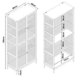 Armoire de salle de bain Raurgela bambou 180 x 80 x 40 cm naturel en.casa