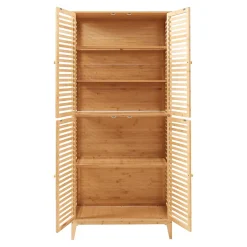 Armoire de salle de bain Raurgela bambou 180 x 80 x 40 cm naturel en.casa