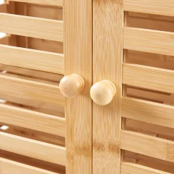 Armoire de salle de bain Raurgela bambou 180 x 80 x 40 cm naturel en.casa