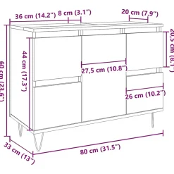 Armoire de salle de bain vieux bois 80x33x60 cm bois ingénierie vidaXL