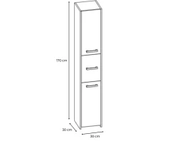 Armoire de salle de bain, blanc mat, 170 x 30 x 30 cm