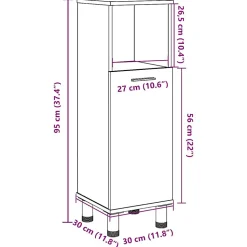 Armoire de salle de bain vieux bois 30x30x95 cm bois ingénierie vidaXL