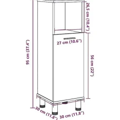 Armoire de salle de bain vieux bois 30x30x95 cm bois ingénierie vidaXL