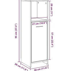 Armoire de salle de bain vieux bois 30x30x95 cm bois ingénierie vidaXL