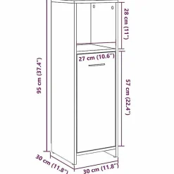 Armoire de salle de bain vieux bois 30x30x95 cm bois ingénierie vidaXL