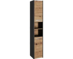 Armoire de salle de bain, antracite, chêne artisan, 170 x 30 x 30 cm