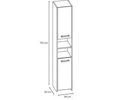 Armoire de salle de bain, antracite, chêne artisan, 170 x 30 x 30 cm