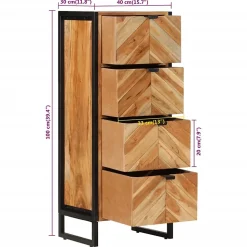 Armoire de salle de bain bois massif d'acacia et fer vidaXL