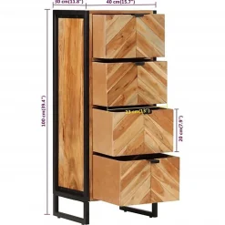 Armoire de salle de bain bois massif d'acacia et fer vidaXL