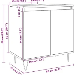 Armoire de salle de bain chêne artisanal 58x33x60 cm vidaXL