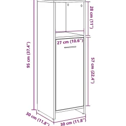 Armoire de salle de bain Gris béton 30x30x95 cm Aggloméré vidaXL