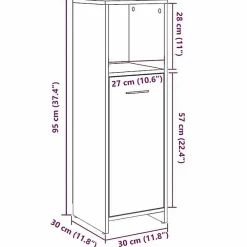 Armoire de salle de bain Gris béton 30x30x95 cm Aggloméré vidaXL