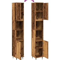 Armoire de salle de bain vieux bois 30x30x190cm bois ingénierie vidaXL