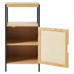Armoire de salle de bain Tervola MDF bambou rotin 80 x 40 x 35 cm noir naturel en.casa