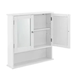 Armoire de salle de bain vintage avec miroir MDF Blanc laqué en.casa