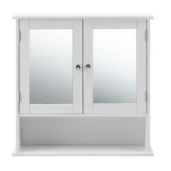 Armoire de salle de bain vintage avec miroir MDF Blanc laqué en.casa