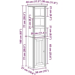 Armoire de salle de bain BODO blanc et marron 44x30x160 cm vidaXL