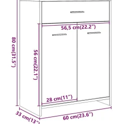 Armoire de salle de bain Gris béton 60x33x80 cm Aggloméré vidaXL