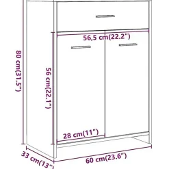 Armoire de salle de bain Gris béton 60x33x80 cm Aggloméré vidaXL