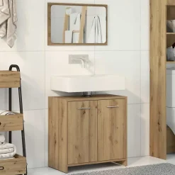 Armoire de salle de bain avec miroir chêne artisanal vidaXL