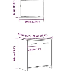 Armoire de salle de bain avec miroir chêne artisanal vidaXL