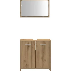Armoire de salle de bain avec miroir chêne artisanal vidaXL