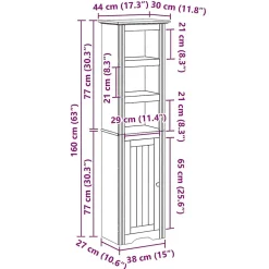 Armoire de salle de bain BODO gris 44x30x160 cm vidaXL