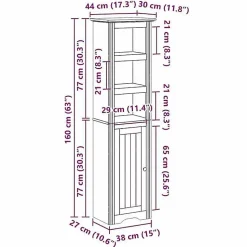 Armoire de salle de bain BODO gris 44x30x160 cm vidaXL