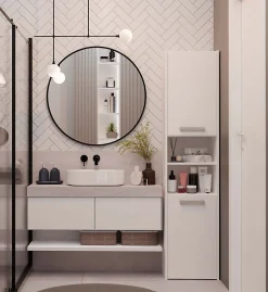 Armoire de salle de bain, blanc mat, 170 x 40 x 30 cm