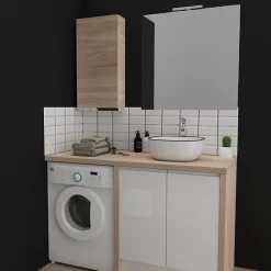 Armoire de salle de bain 40x80 décor chêne oak bordolino à suspendre