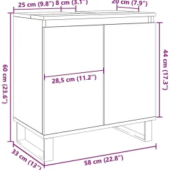 Armoire de salle de bain vieux bois 58x33x60 cm bois ingénierie vidaXL