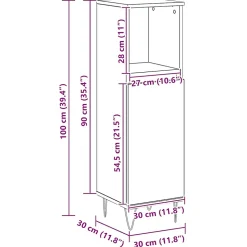 Armoire de salle de bain chêne artisanal 30x30x100 cm vidaXL