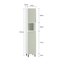 Armoire de Salle de Bain, Meuble de Rangement avec Panier à Linge, BZR137-GR, SoBuy