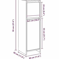 Armoire de salle de bain vieux bois 30x30x95 cm bois ingénierie vidaXL