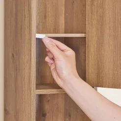Armoire de Salle de Bain Étroite avec Tiroir et Étagères Réglables en Bois