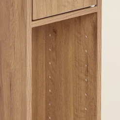 Armoire de Salle de Bain Étroite avec Tiroir et Étagères Réglables en Bois