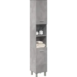Armoire de salle de bain Gris béton 30x30x179 cm Aggloméré vidaXL