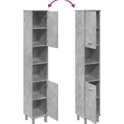 Armoire de salle de bain Gris béton 30x30x179 cm Aggloméré vidaXL