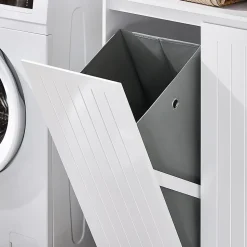 Armoire de Salle de Bain Sac à Linge, Portes, 2 Paniers à Linge, BZR150-W, SoBuy