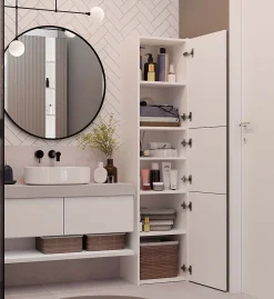 Armoire de salle de bain, blanc mat, 170 x 40 x 30 cm